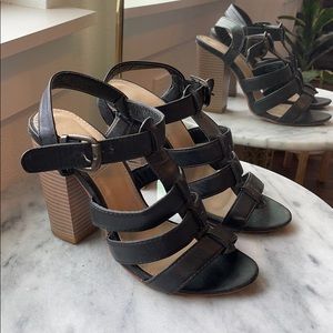 Black cage high heel sandals